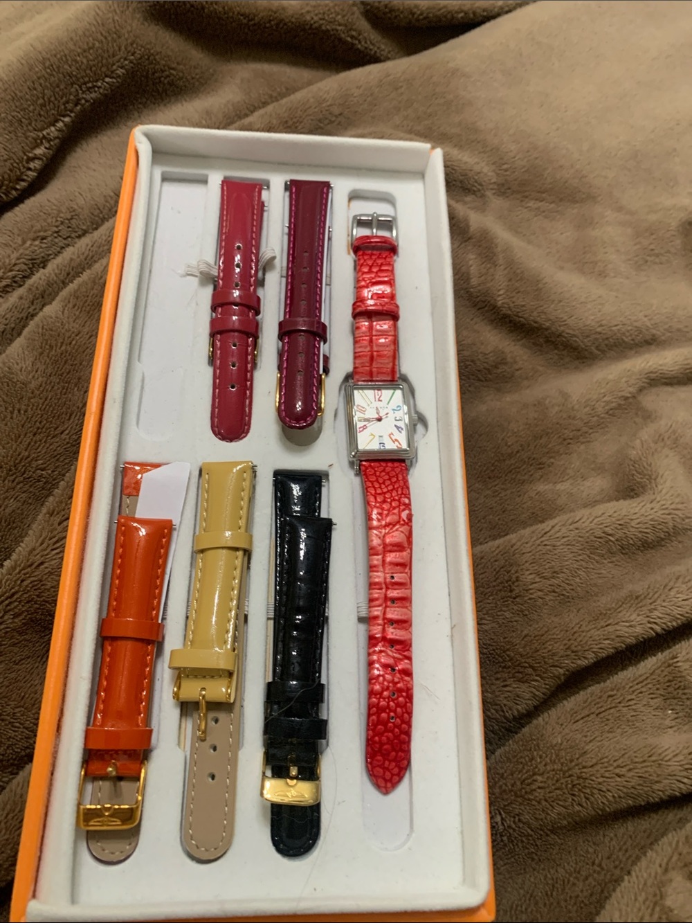 Men's Red Interchangeable Leather Strap Watch Kit